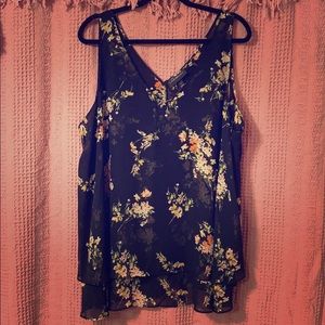 Vneck Double Layer Floral Tank